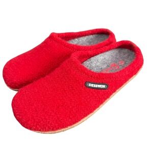 Giesswein Veitsch Red Virgin Wool Slippers Size 36 US 5 Cozy House Shoes Comfort